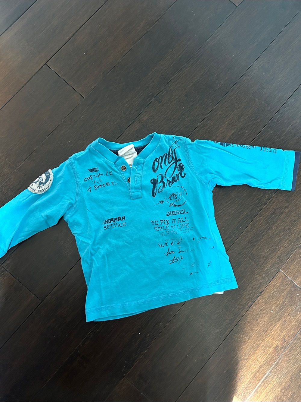 Diesel Turquoise Long-Sleeve Graphic Tee for Kids